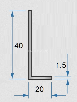 Алюминиевый уголок 20х40х1,5 мм 3м разнополочный