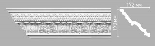 Плинтус потолочный 170х172х2400 мм Decomaster 95141 из полиуретана белый под покраску Плинтус потолочный 170х172х2400 мм Decomaster 95141 из полиуретана белый под покраску