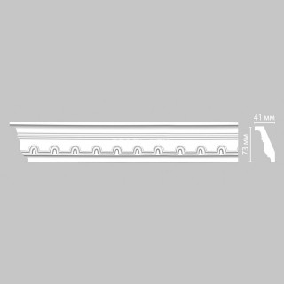 Плинтус DECOMASTER 95112F гибкий (73x41x2400) потолочный с рисунком волнообразный декоративный узор из полиуретана, белый под покраску
