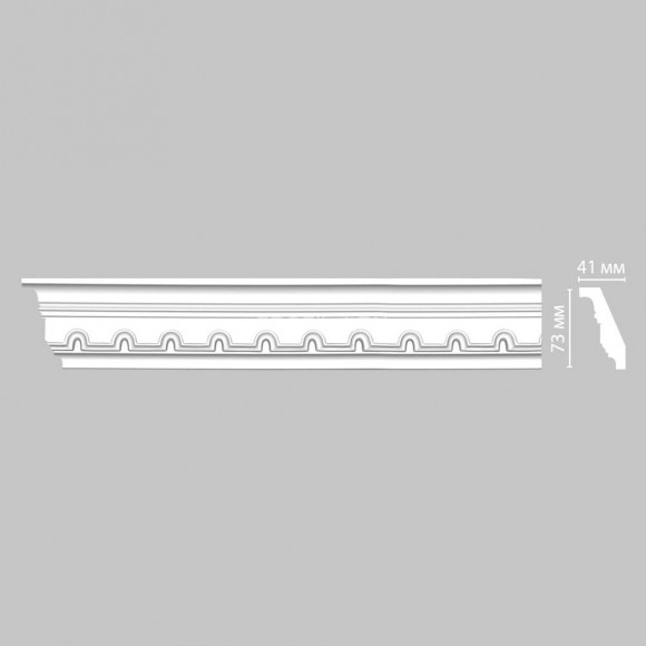 Плинтус DECOMASTER 95112F гибкий (73x41x2400) потолочный с рисунком волнообразный декоративный узор из полиуретана, белый под покраску