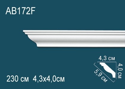 Потолочный плинтус гладкий Перфект AB172F белый полиуретан 40х59х43 мм 230 см