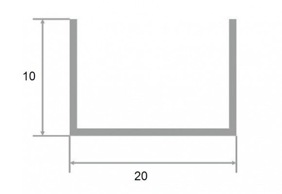 Алюминиевый П-профиль 10х20 мм Евротрим 0224.01 серебро 2,95 м