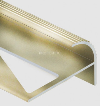 Алюминиевый профиль F-образный округлый с рифлением для ступеней 12 мм PV57-16 титан матовый 2,7 м Алюминиевый профиль F-образный округлый с рифлением для ступеней 12 мм PV57-16 титан матовый 2,7 м