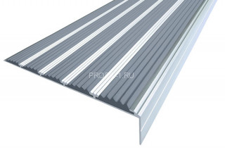 Алюминиевый угловой порог противоскользящий 34х160 мм АУ-160 серый 3,0 м