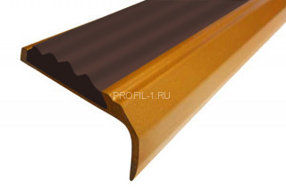 Порог угловой 42х23 мм алюминиевый с резиновой вставкой АУ-42/23-Антик золото-темно-коричневый 2,7 м