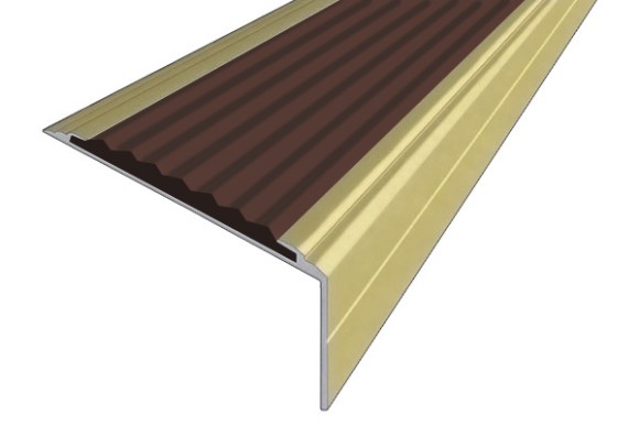 Алюминиевый угол-порог 26х50 мм с резиновой вставкой АУ-50-Анод золото-темно-коричневый 2,0 м