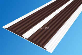 Полоса алюминиевая 70 мм с резиновыми вставками АП-70-Краш белый глянец-темно-коричневый 2,0 м