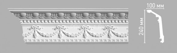 Плинтус потолочный  240х100х2400 мм Decomaster 95142 из полиуретана белый под покраску