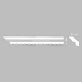 Плинтус DECOMASTER 95637 (35x35x2400) потолочный с рисунком минималистичный профиль из полиуретана, белый под покраску