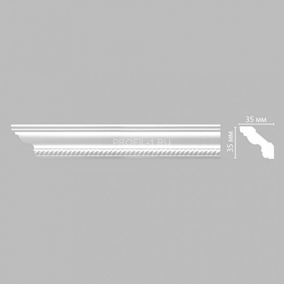 Плинтус DECOMASTER 95637 (35x35x2400) потолочный с рисунком минималистичный профиль из полиуретана, белый под покраску