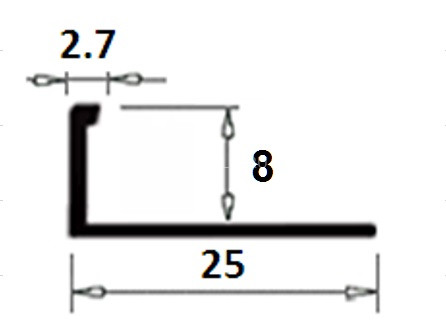 Латунный L-образный профиль TR 80 OS 8 шлифованный 2,7м Латунный L-образный профиль TR 80 OS 8 шлифованный 2,7м