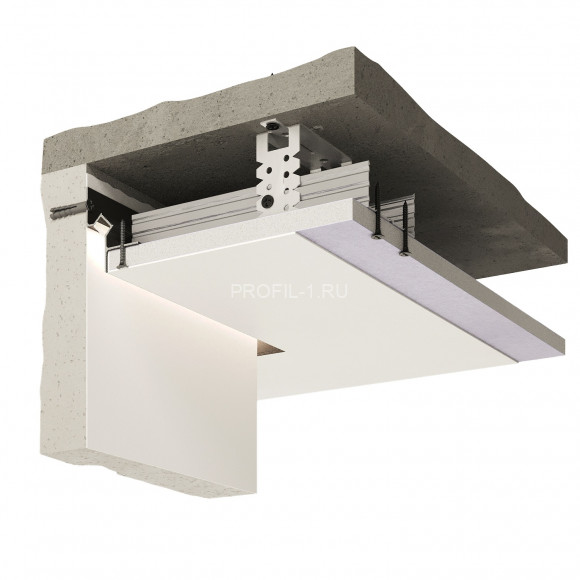 Алюминиевый теневой плинтус потолочный Decaro Engineering D005A Black черный с возможностью LED подсветки 2м