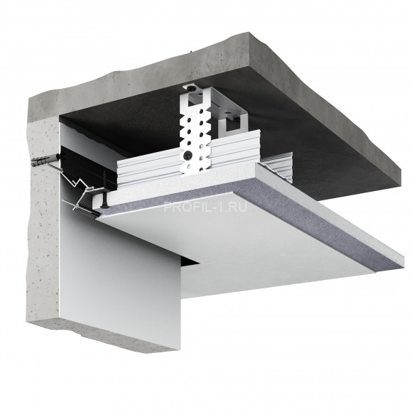 Алюминиевый теневой плинтус потолочный Decaro Engineering D005A Black черный с возможностью LED подсветки 2м