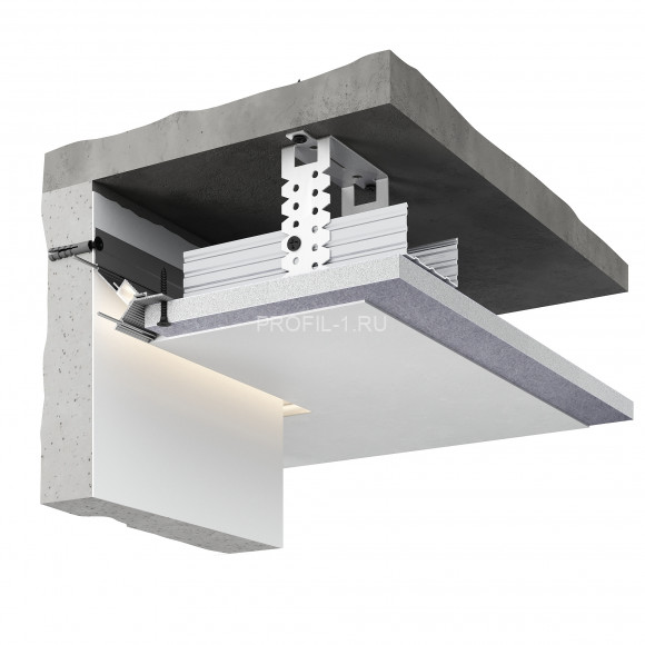 Алюминиевый теневой плинтус потолочный Decaro Engineering D005A Black черный с возможностью LED подсветки 2м