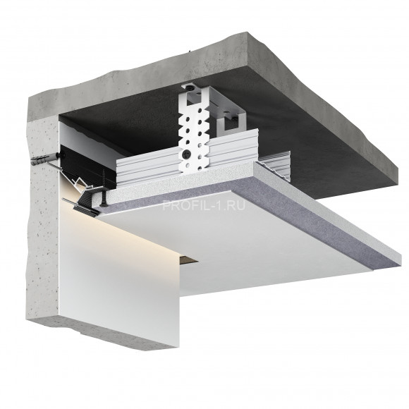 Алюминиевый теневой плинтус потолочный Decaro Engineering D005A Black черный с возможностью LED подсветки 2м