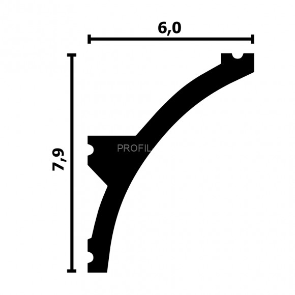 Потолочный плинтус Перфект Плюс P94 M белый ударопрочный 60х79 мм 2 м