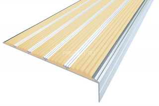 Алюминиевый угловой порог противоскользящий 34х160 мм АУ-160 бежевый 3,0 м