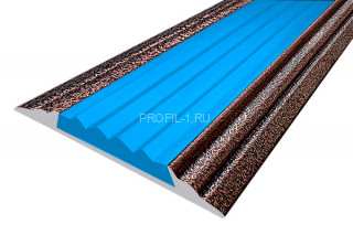 Алюминиевый порог 46 мм с резиновой вставкой одноуровневый АП-46-Антик медь-голубой 3,0 м Алюминиевый порог 46 мм с резиновой вставкой одноуровневый АП-46-Антик медь-голубой 3,0 м