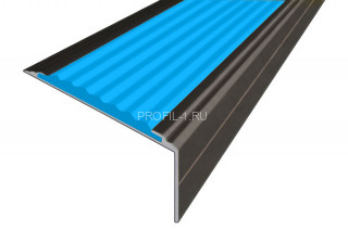 Анодированный порог угловой 26х50 мм противоскользящий АУ-50-Анод коньяк-голубой 2,0 м