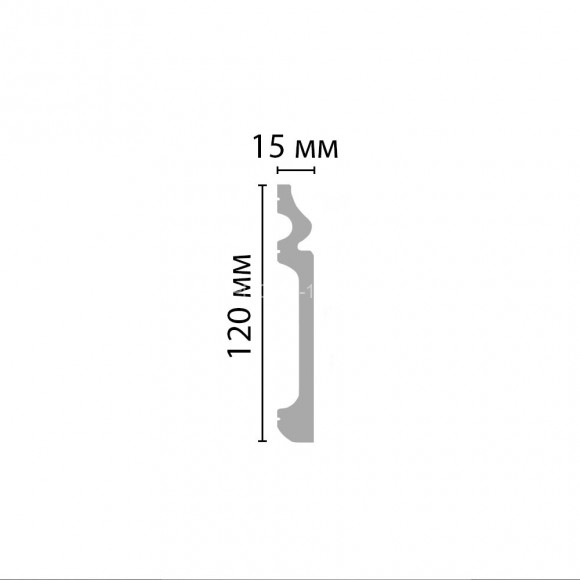 Плинтус DECOMASTER D004ДМ (120x15x2000) напольный, ударопрочный полимер, белый, под покраску Плинтус DECOMASTER D004ДМ (120x15x2000) напольный, ударопрочный полимер, белый, под покраску
