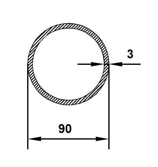 Алюминиевая труба 90х3 мм 3 м