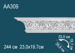 Потолочный плинтус с орнаментом Перфект AA309 полиуретан 197х298х230 мм 244 см