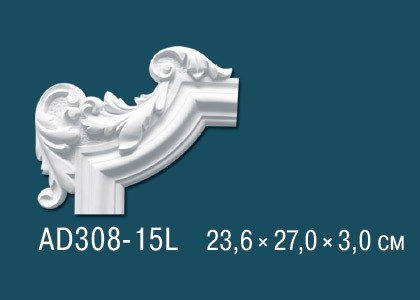 Угловой элемент с орнаментом Перфект AD308-15L левый 236х270 мм