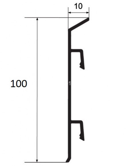 Напольный плинтус алюминиевый с кабель-каналом 100 мм ПТ-110 серебро 3 м