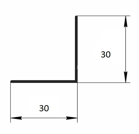 Защитный алюминиевый уголок 30х30 мм Евротрим 0344.05 анодированный черный 3 м