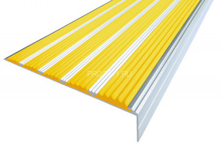 Алюминиевый угловой порог противоскользящий 34х160 мм АУ-160 желтый 3,0 м