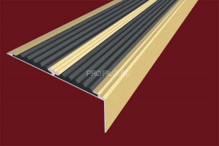 Порог угловой 70х22 мм алюминиевый противоскользящий АУ-70-Анод золото-черный 2,0 м Порог угловой 70х22 мм алюминиевый противоскользящий АУ-70-Анод золото-черный 2,0 м