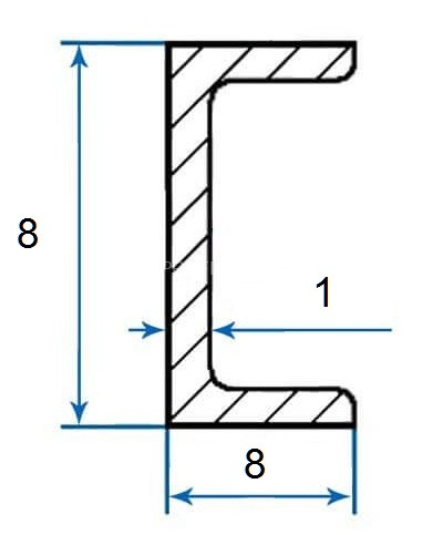 Швеллер алюминиевый П-профиль 8х8х8х1 мм 3м