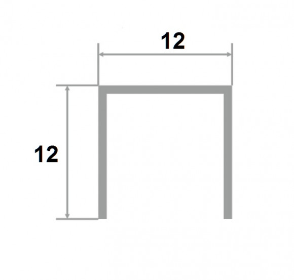 Латунный П-образный профиль PU 12 OC 12х12х12 хром 2,7м
