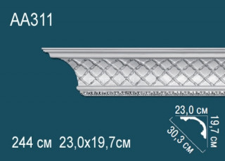 Потолочный плинтус с орнаментом Перфект AA311 полиуретан 197х303х230 мм 244 см