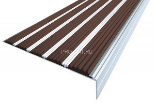 Алюминиевый угловой порог противоскользящий 34х160 мм АУ-160 темно-коричневый 3,0 м