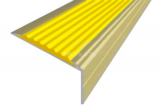 Алюминиевый угол-порог 26х50 мм с резиновой вставкой АУ-50-Анод золото-желтый 2,0 м