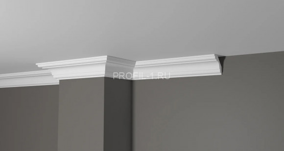 Потолочный плинтус Decor-Dizayn DD05 полистирол белый, под покраску 49х49х2000 мм