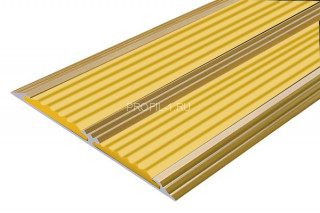 Алюминиевая полоса с 2-мя противоскользящими вставками АП-70-Антик золото-желтый 1,5 м