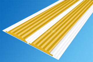 Порог алюминиевый 70 мм плоский противоскользящий АП-70-Краш белый глянец-желтый 2,0 м