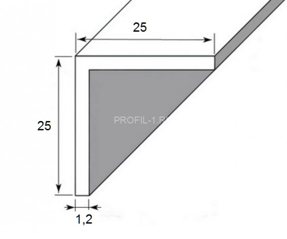 Алюминиевый уголок 25х25х1,2 мм 3м равнополочный