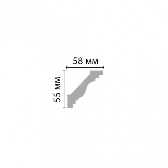 Плинтус потолочный  55х58х2400 мм Decomaster 96610 из полиуретана белый под покраску