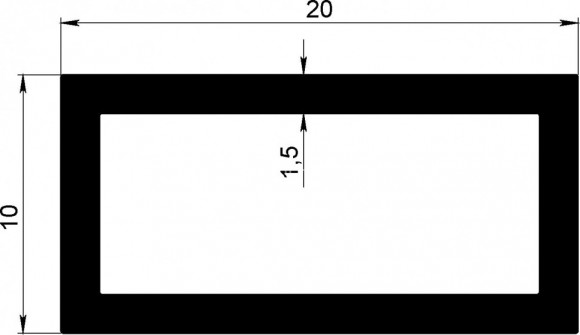 Алюминиевый бокс 10х20х1,5 мм серебро 3 м
