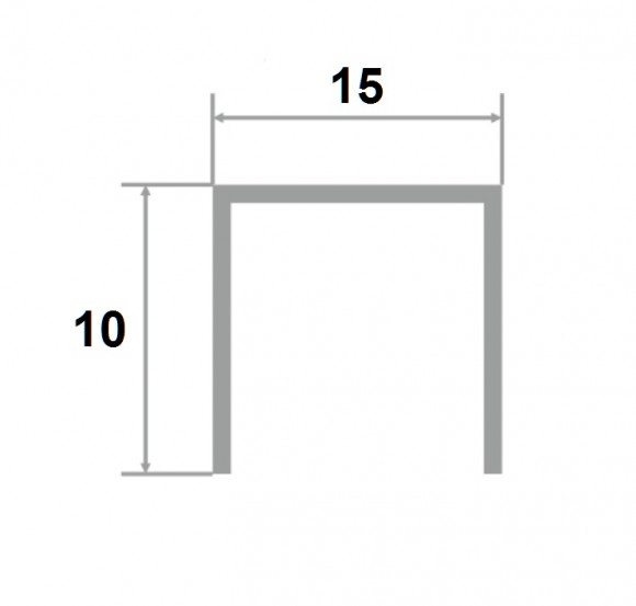 Латунный П-образный профиль PU 1510 OS 10х15х10 шлифованный 3м