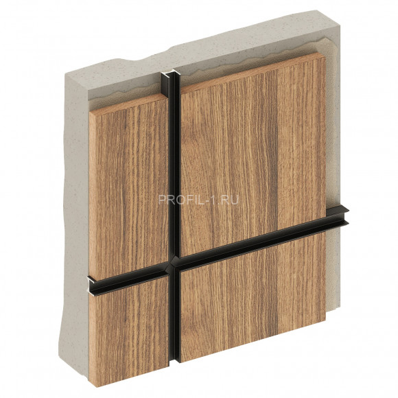 Алюминиевый разделительный профиль теневой Decaro Engineering D008A Black черный 3м