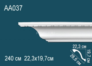 Потолочный плинтус с рисунком Перфект AA037 полиуретан 197х286х223 мм 240 см