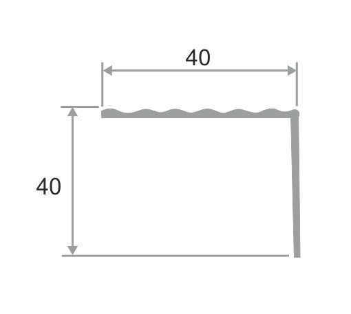 Угловой порог алюминиевый с рифлением 40х40 мм ПО-40х40 серебро глянец 2,7 м