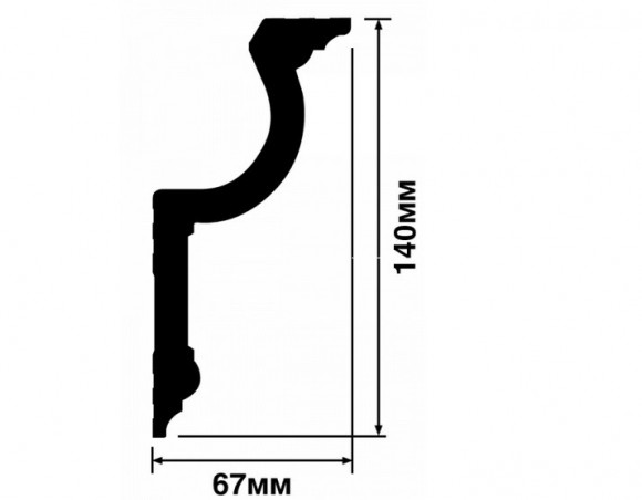 Потолочный плинтус 140х67 мм HiWood A155 белый 2 м Потолочный плинтус 140х67 мм HiWood A155 белый 2 м