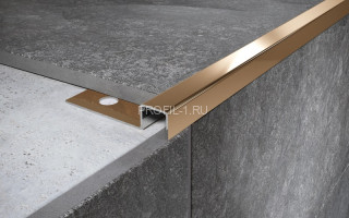 П-профиль из нержавеющей стали закладной 12х12 мм FPU 12 GP золото полированное 270 см