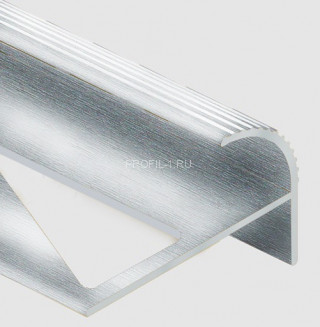 Алюминиевый профиль F-образный округлый с рифлением для ступеней 12 мм PV57-03 серебро блестящее 2,7 м Алюминиевый профиль F-образный округлый с рифлением для ступеней 12 мм PV57-03 серебро блестящее 2,7 м