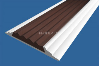 Алюминиевая  полоса 46 мм с резиновой вставкой АП-46-Краш белый глянец-темно-коричневый 2,0 м Алюминиевая  полоса 46 мм с резиновой вставкой АП-46-Краш белый глянец-темно-коричневый 2,0 м